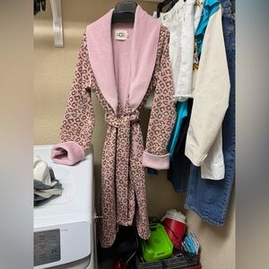 UGG Pink and Brown Leopard Women's Below Knee Robe